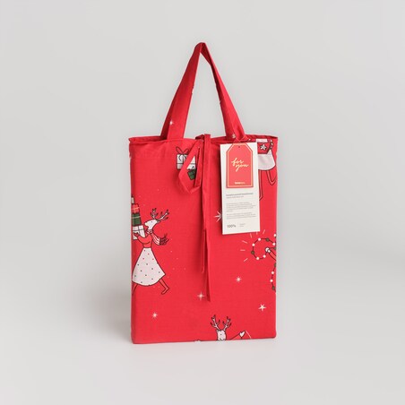 Pościel bawełniana z lamówką Olinerini 200x220 cm z motywem renifera