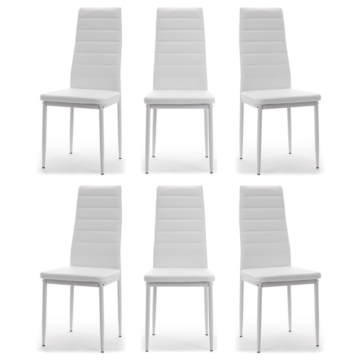 Zestaw 6 krzeseł FADO tapicerowane ekoskóra białe
