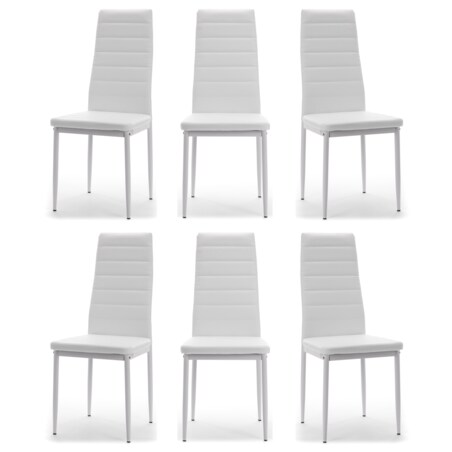 Zestaw 6 krzeseł FADO tapicerowane ekoskóra białe
