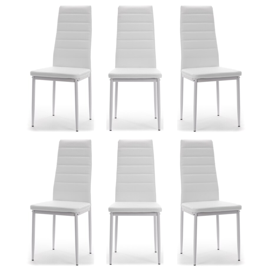 Zestaw 6 krzeseł FADO tapicerowane ekoskóra białe