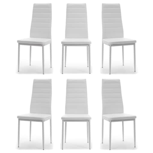 Zestaw 6 krzeseł FADO tapicerowane ekoskóra białe