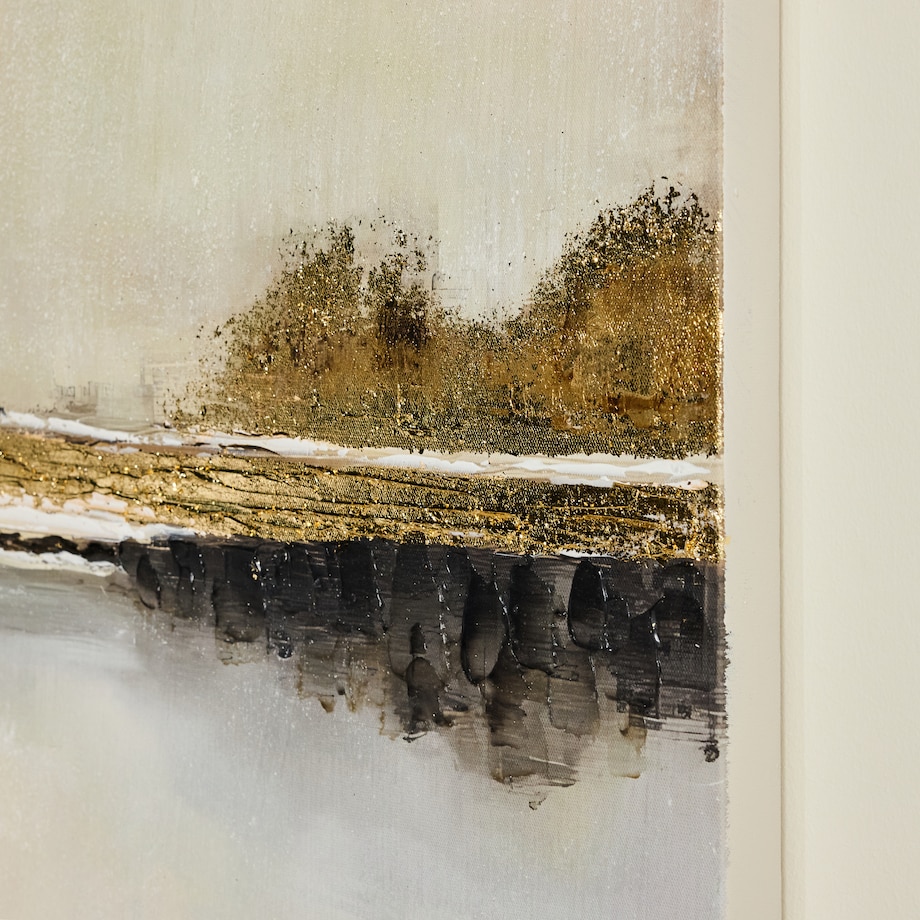 ręcznie zdobiony obraz na płótnie z elementami złota acerno 100x100