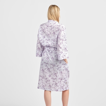 Szlafrok z bawełny satynowej Fiorre z motywem kwiatowym