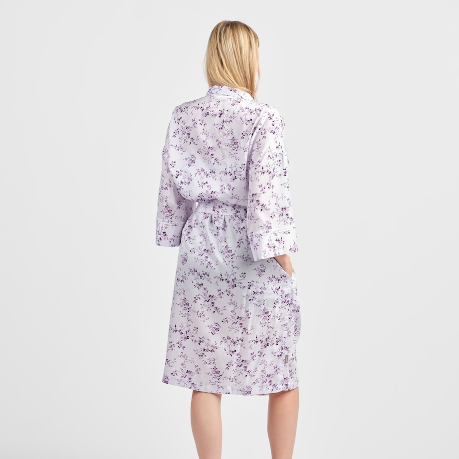 Szlafrok z bawełny satynowej Fiorre z motywem kwiatowym