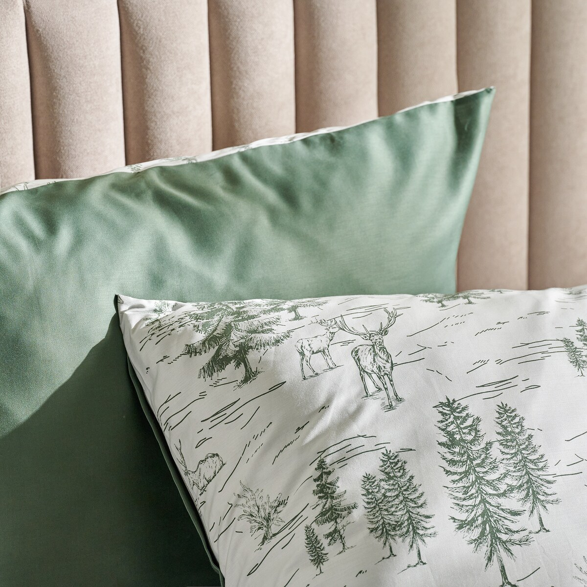 Pościel z bawełny satynowej Erdo 160x200 cm z motywem choinki