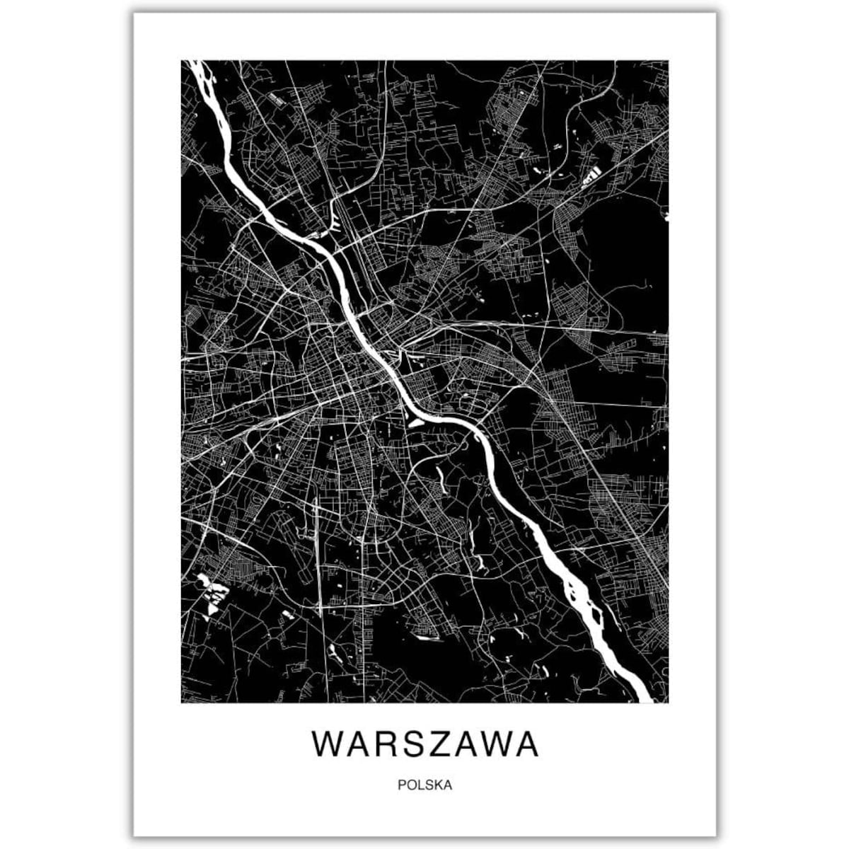plakat warszawa mapa 30x40