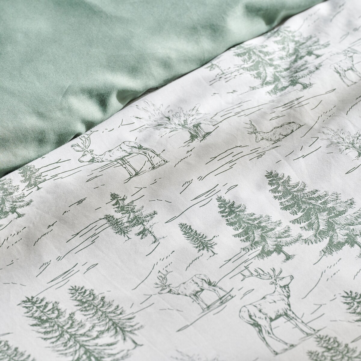 Pościel z bawełny satynowej Erdo 160x200 cm z motywem choinki