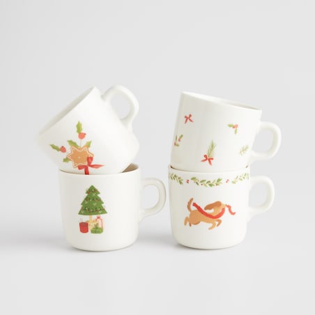 Komplet Kubków Ferini z motywem choinki