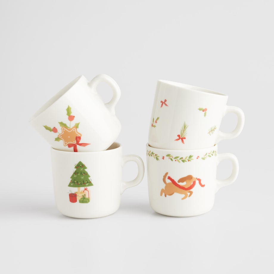 Komplet Kubków Ferini z motywem choinki