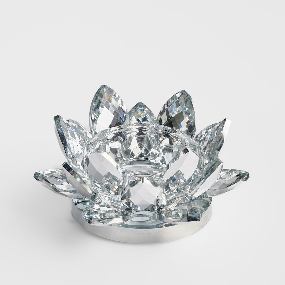 Świecznik Cristal shine small z motywem kwiatowym