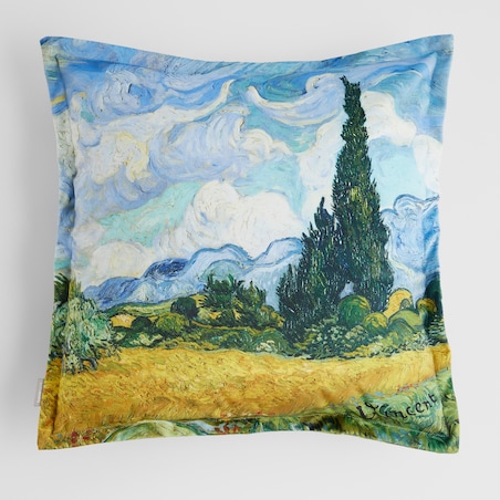 Poszewka z nadrukiem Wheatfield 45x45 cm z motywem z obrazu Vincenta van Gogha
