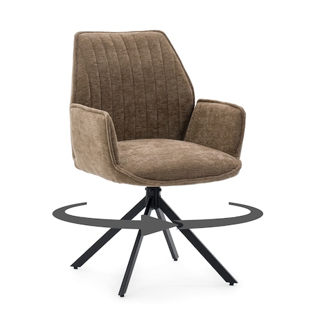 Krzesło tapicerowane obrotowe szenilowe do salonu MERANO brązowe