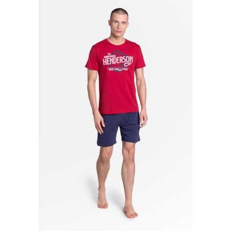 Piżama Lars 38869-33X Czerwono-Granatowa Czerwono-Granatowy, XXL