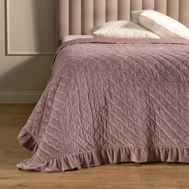 Jednokolorowa narzuta na łóżko z przeszywanym wzorem Greatte 200x220 cm