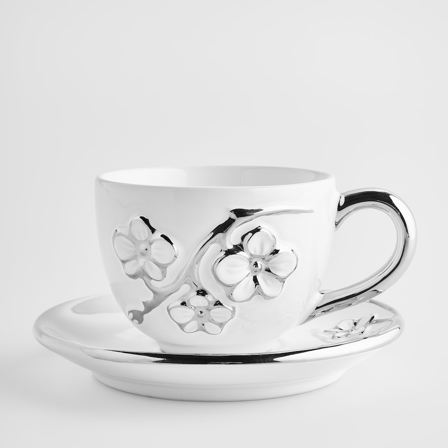 Filiżanka Ze Spodkiem Flosales z motywem kwiatowym