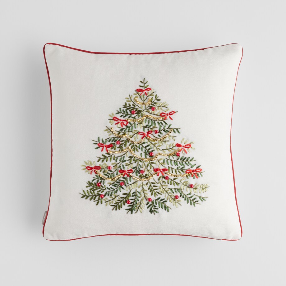 Poszewka Haftowana Arvored 45x45 cm z motywem choinki