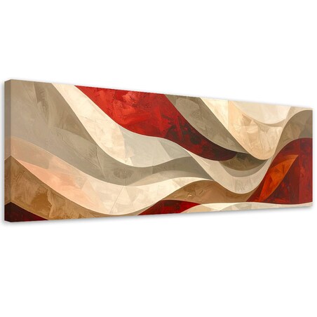 Obraz do salonu sypialni biura, Abstrakcyjne fale w ocieniach czerwieni i beżu