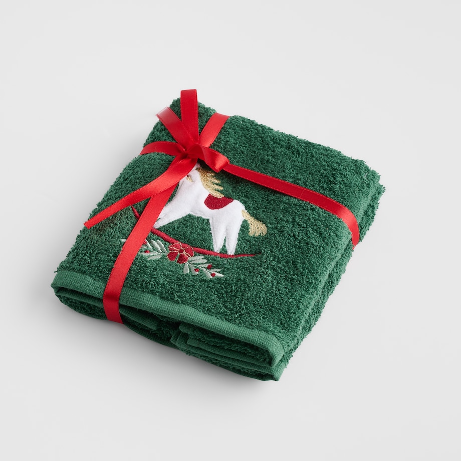 Komplet ręczników dekoracyjnych do twarzy lub rąk 2szt Nutpatcher 30x50 cm z motywem dziadka do orzechów