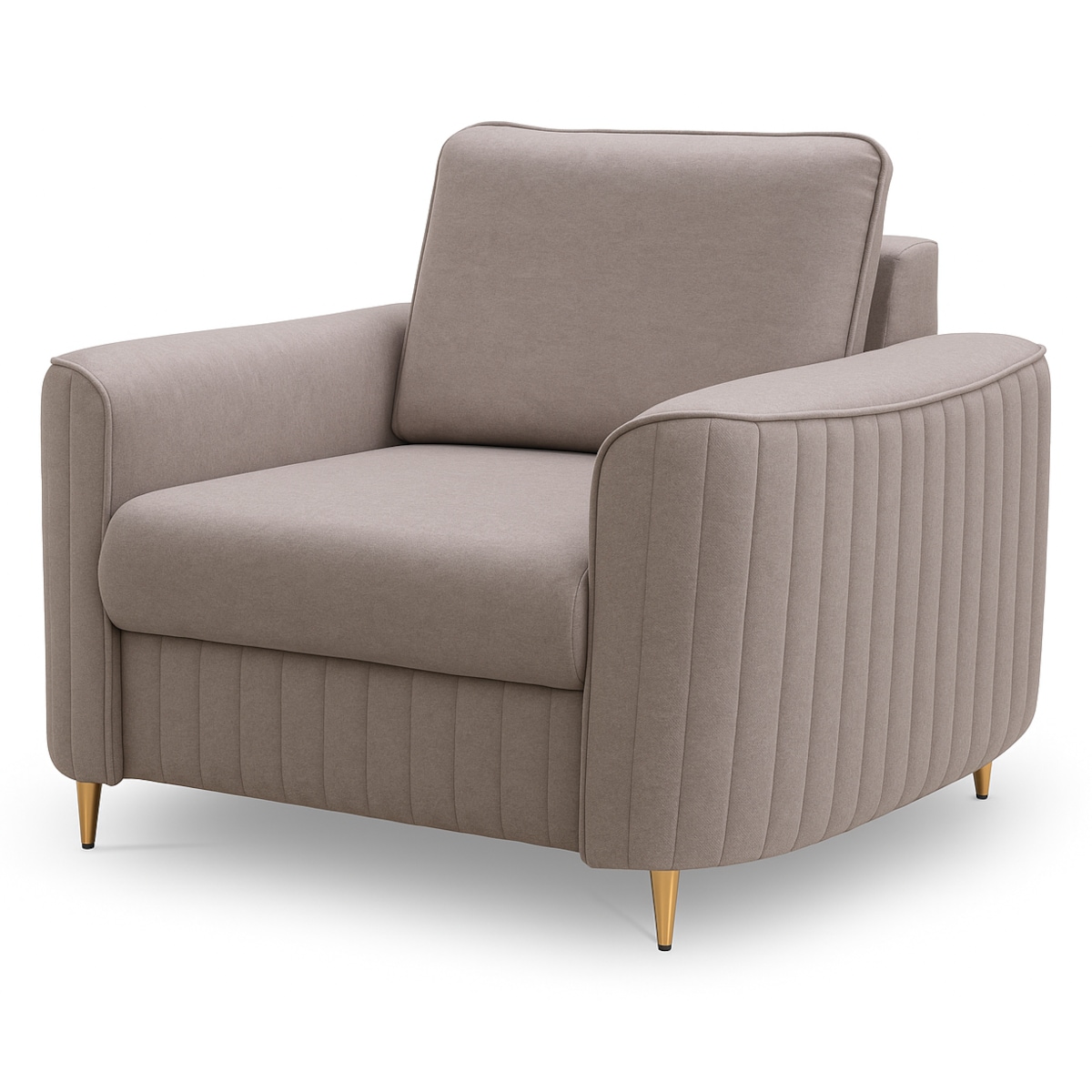 Fotel wypoczynkowy LOREN do salonu z pikowaniami na złotych nóżkach