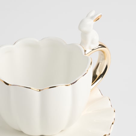 Filiżanka Ze Spodkiem Wonderland z motywem królika