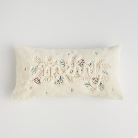 Poszewka Futrzana Merry 58x30 cm z napisami