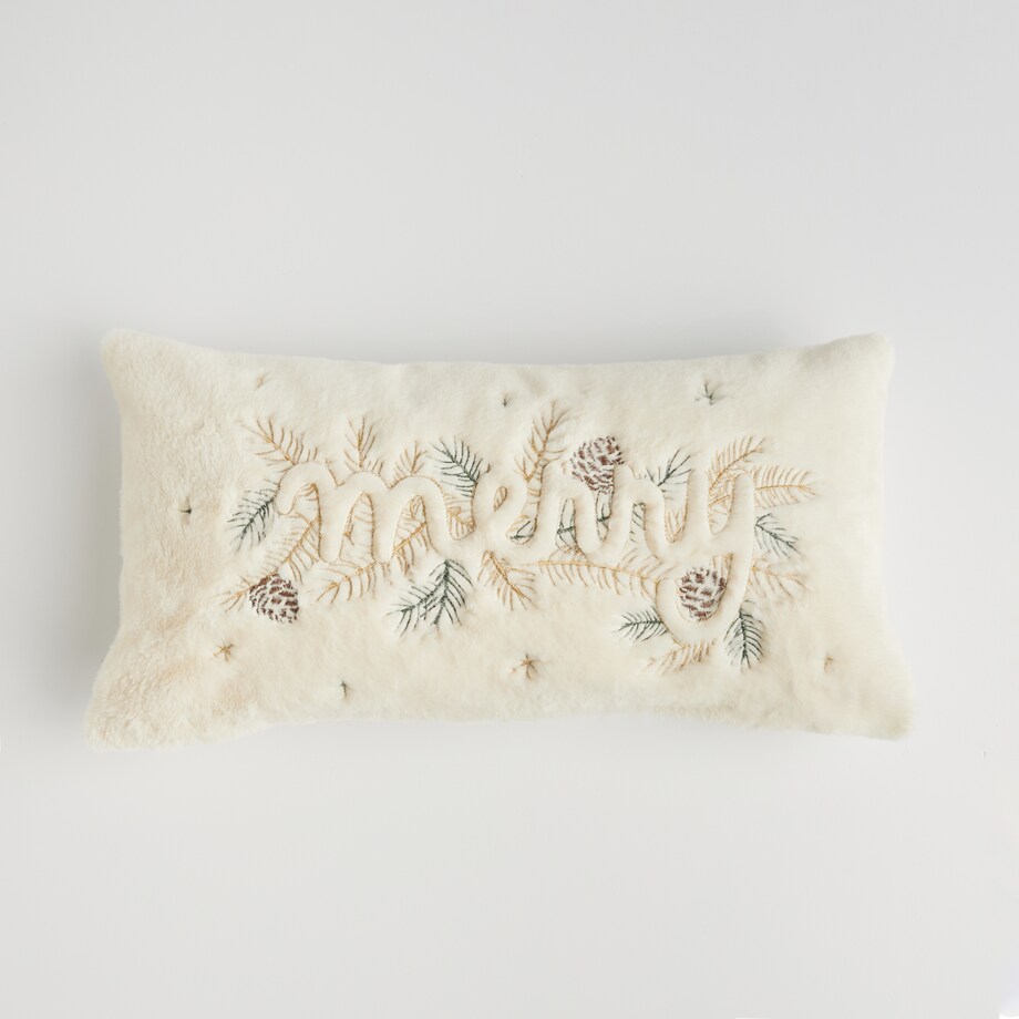 Poszewka Futrzana Merry 58x30 cm z napisami