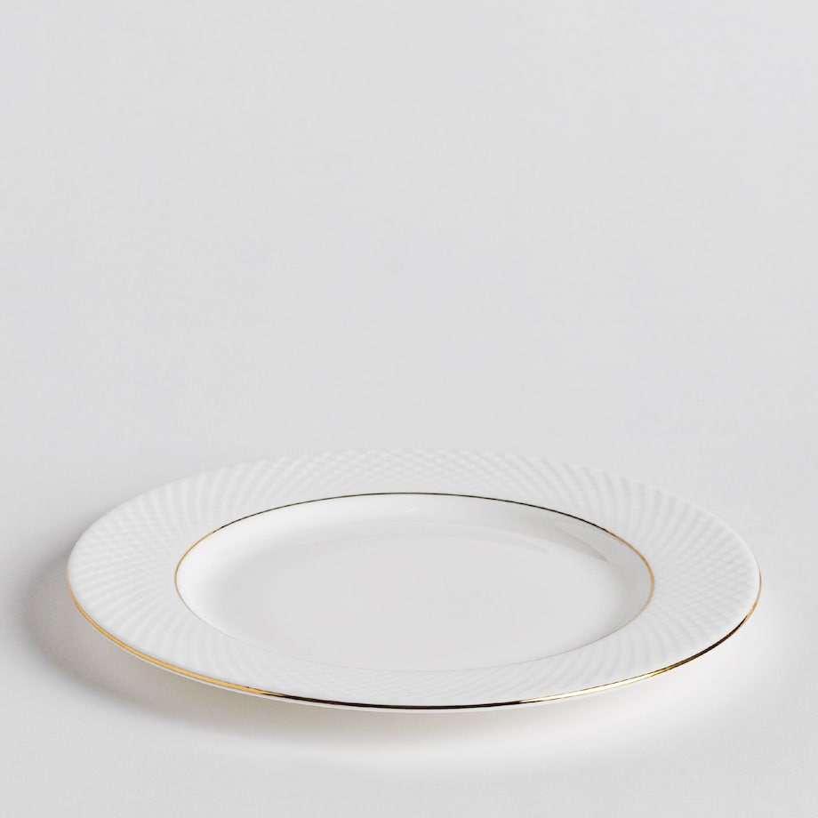 Elegancki Talerz Obiadowy z Porcelany Kostnej Eleni z motywem geometrycznym