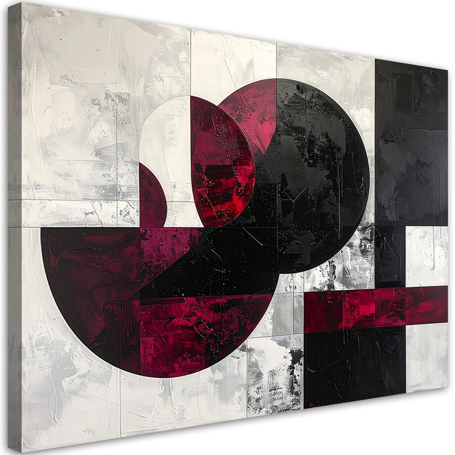 Obraz do salonu kuchni, Abstrakcyjne koła kształty w odcieniach burgundu
