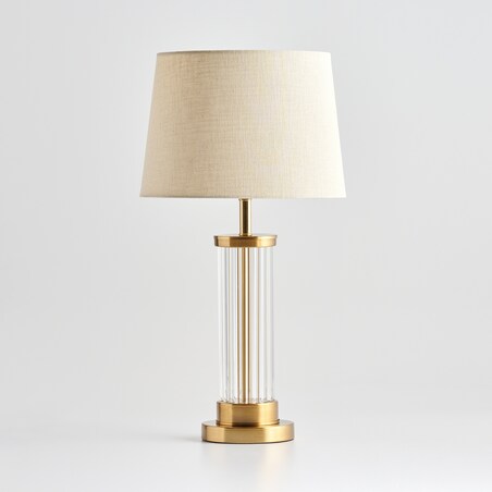 lampa stołowa ze szklaną podstawą transparent