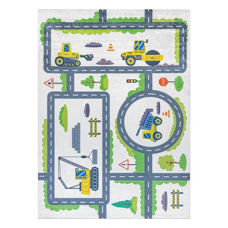 Dywan do prania BAMBINO 2338 Koparka, ulice, 160x220 cm