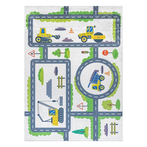 Dywan do prania BAMBINO 2338 Koparka, ulice, 160x220 cm