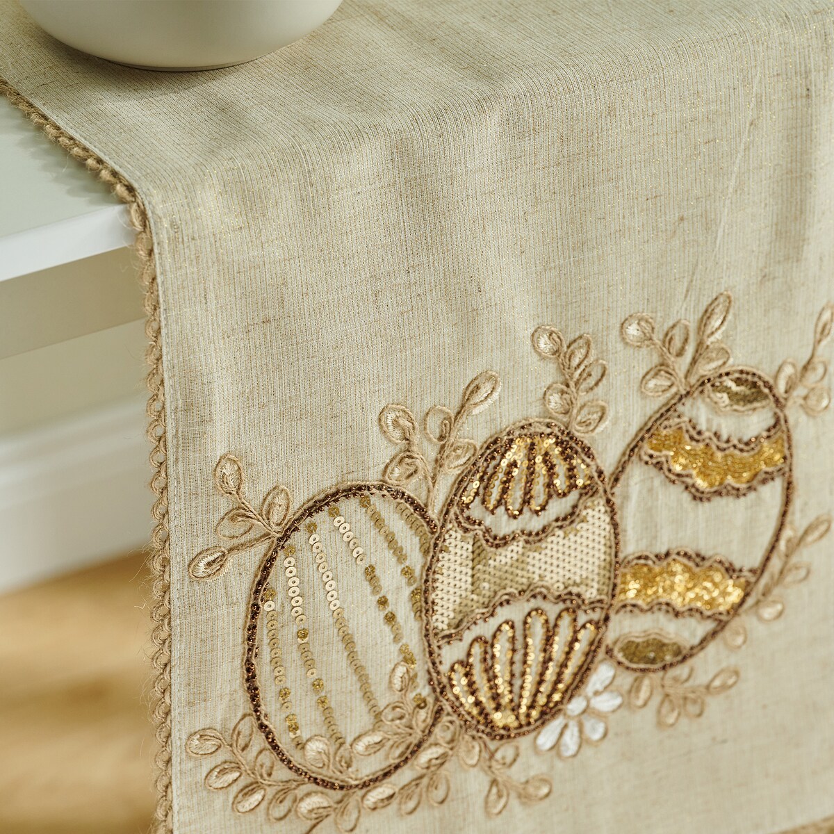 Bieżnik Haftowany Oaken 35x180 cm z motywem jajka