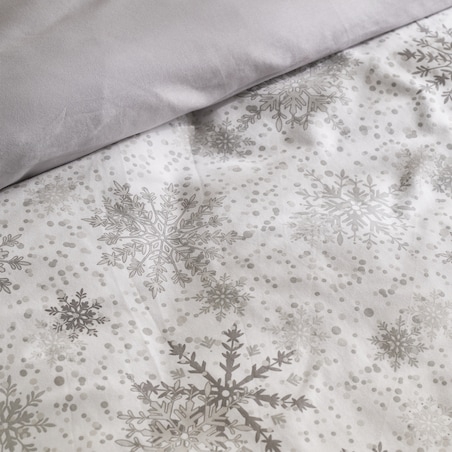 Pościel z bawełny satynowej z lamówką Snowf 200x220 cm z motywem śnieżynki