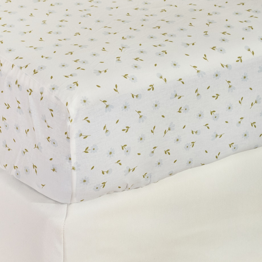 Prześcieradło bawełniane z gumką Avis 140x200 cm z motywem kwiatowym