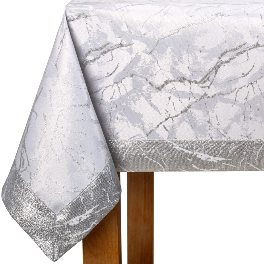 Obrus srebrny Marmur - 130x200 cm - srebrny