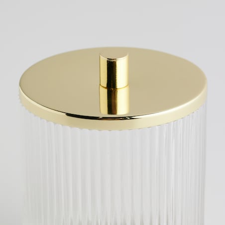 Pojemnik łazienkowy z ryflowanego szkła zdobiony metalem marcella