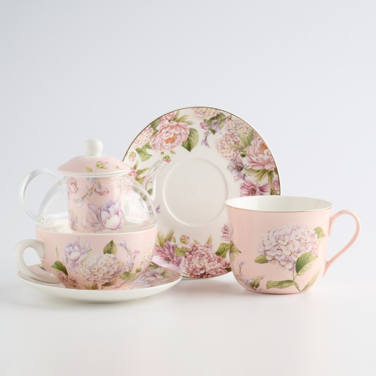 Czajniczek Z Filiżanką Tensianis z motywem kwiatowym