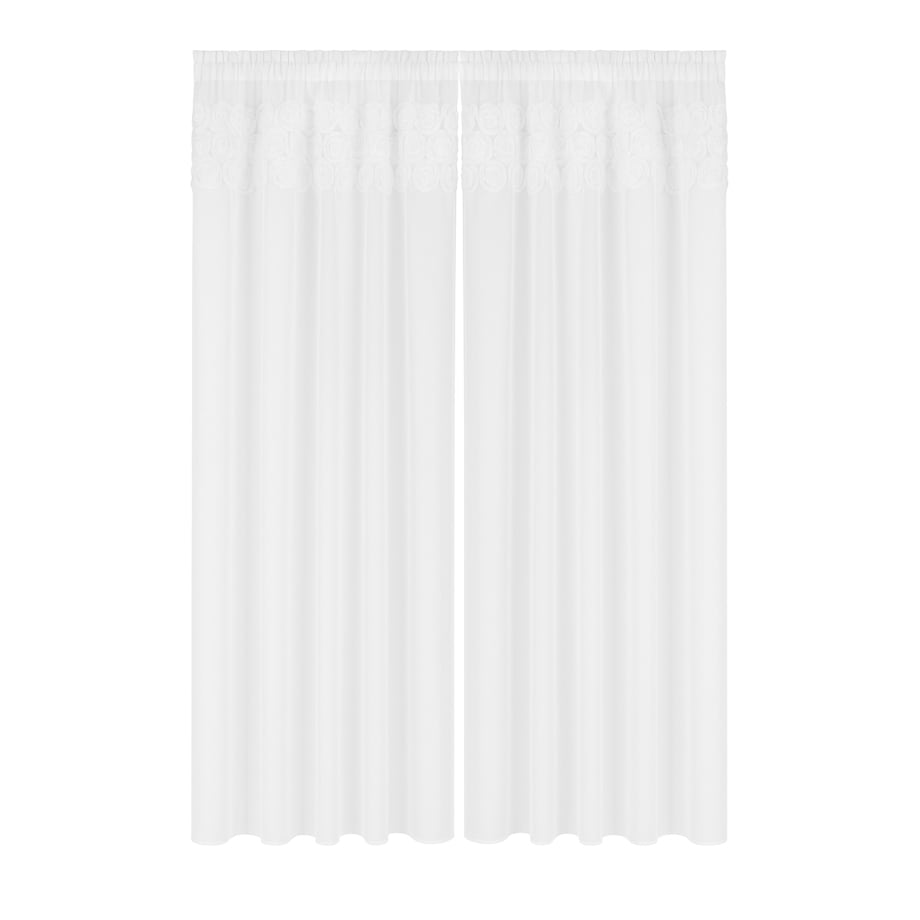 firana "rosalia" top róże 3d wyszywane biały | 400x140 taśma