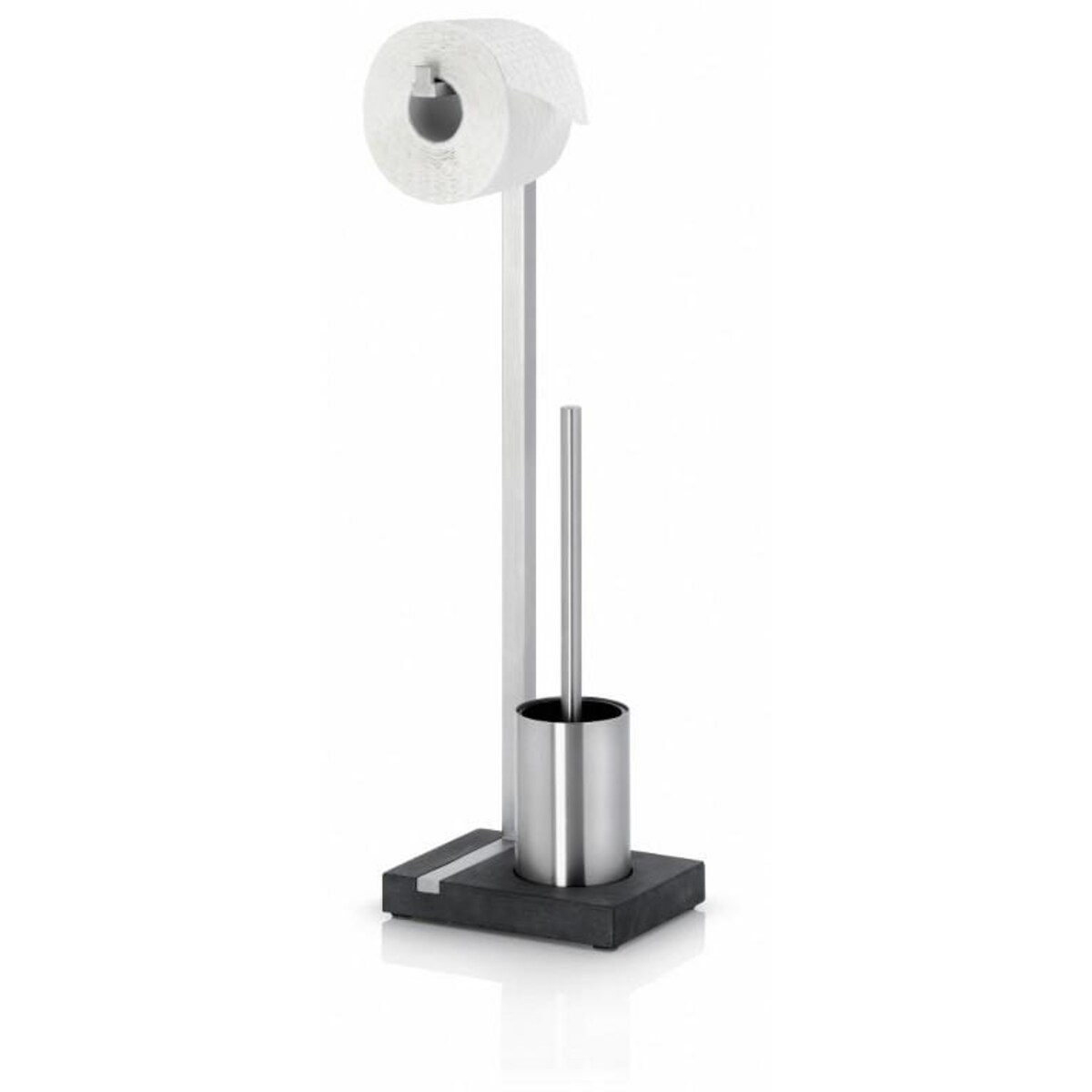 Stojak na papier toaletowy i szczotkę MENOTO - stal matowa, polystone, 64,5x15x20 cm