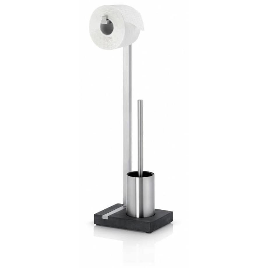 Stojak na papier toaletowy i szczotkę MENOTO - stal matowa, polystone, 64,5x15x20 cm