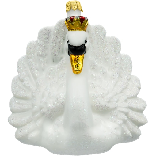 Bombka choinkowa: Królewski Łabędź w koronie: biały