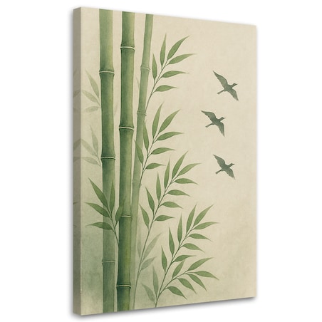 Feeby Obraz na płótnie, Bambusy Liście Akwarela 70x100