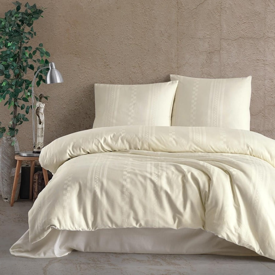 Pościel satyna bawełniana 160x200 Exclusive Capital geometryczna ecru