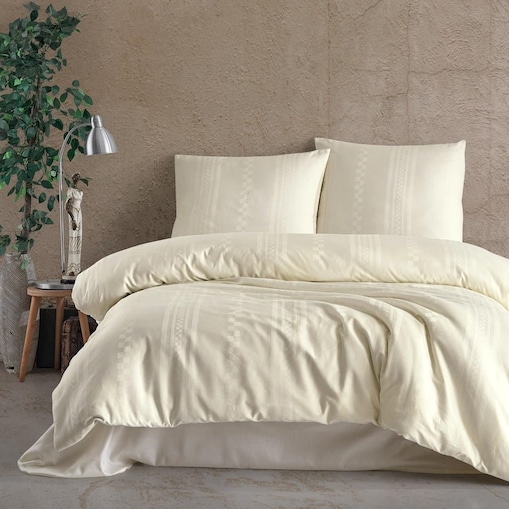 Pościel satyna bawełniana 160x200 Exclusive Capital geometryczna ecru