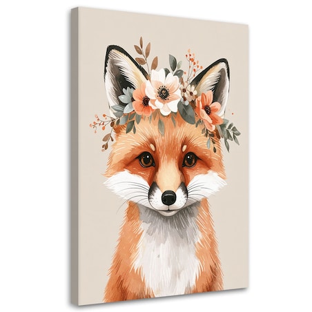 Obraz do pokoju dziecięcego salonu, Rudy lisek zwierzęta leśne