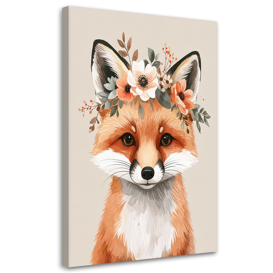 Obraz do pokoju dziecięcego salonu, Rudy lisek zwierzęta leśne