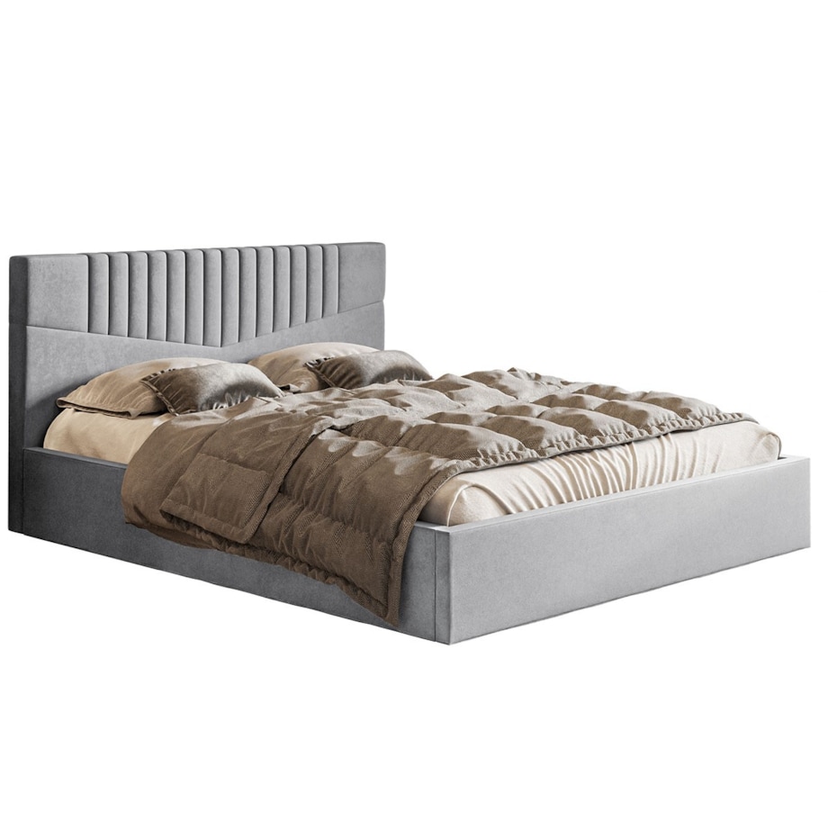 Łóżko sypialniane 160x200 OLDO 7 tapicerowane, z pojemnikiem- szare