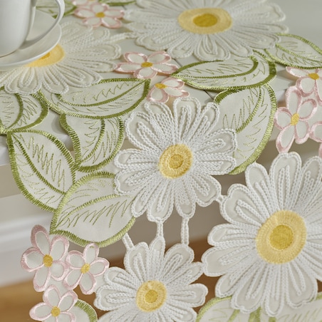 Bieżnik Haftowany Feris 35x174 cm z motywem kwiatowym