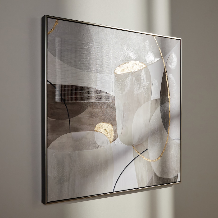 Ręcznie zdobiony obraz w ramie Lija z motywem geometrycznym