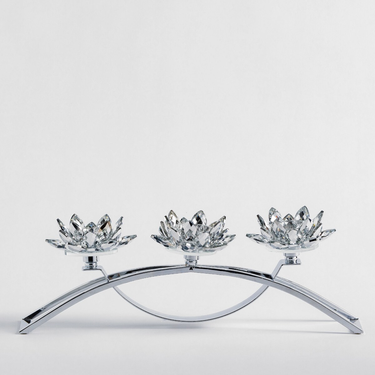 Potrójny kwiatowy świecznik ze szkła kryształowego flotri